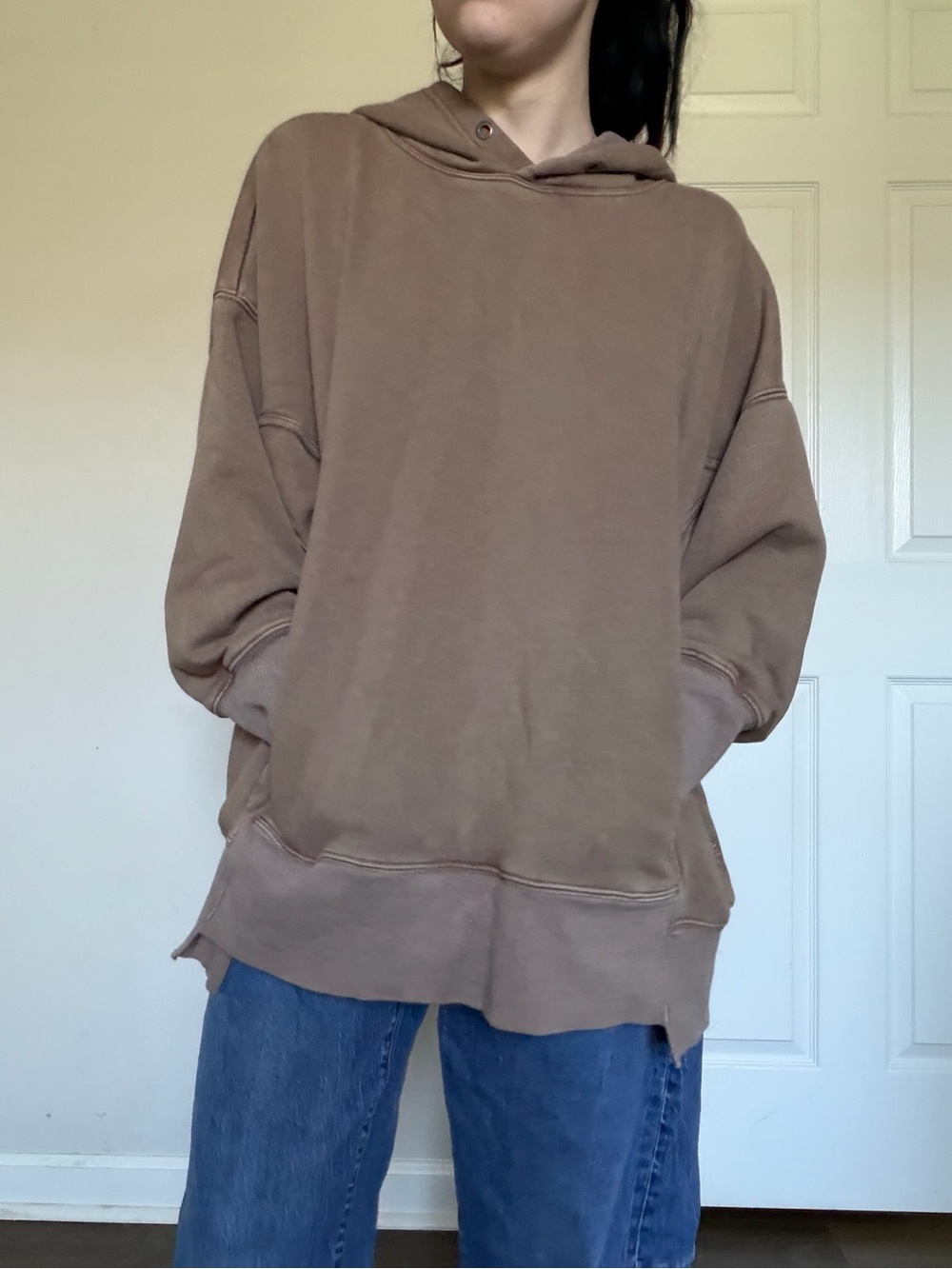 Free People Taupe Sherpa-Lined Hoodie